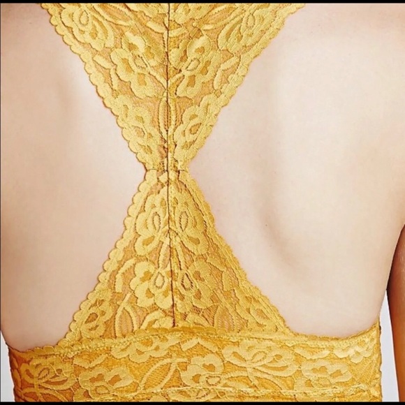 Free People Golden Rod Lace Racerback Bralette Bra - Picture 3 of 8